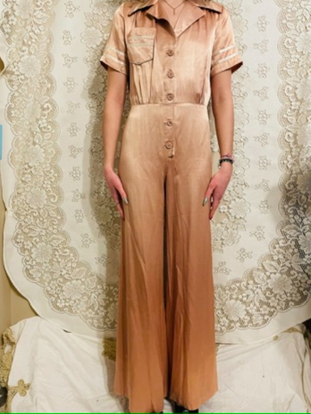 Vintage satin 70’s jumpsuit